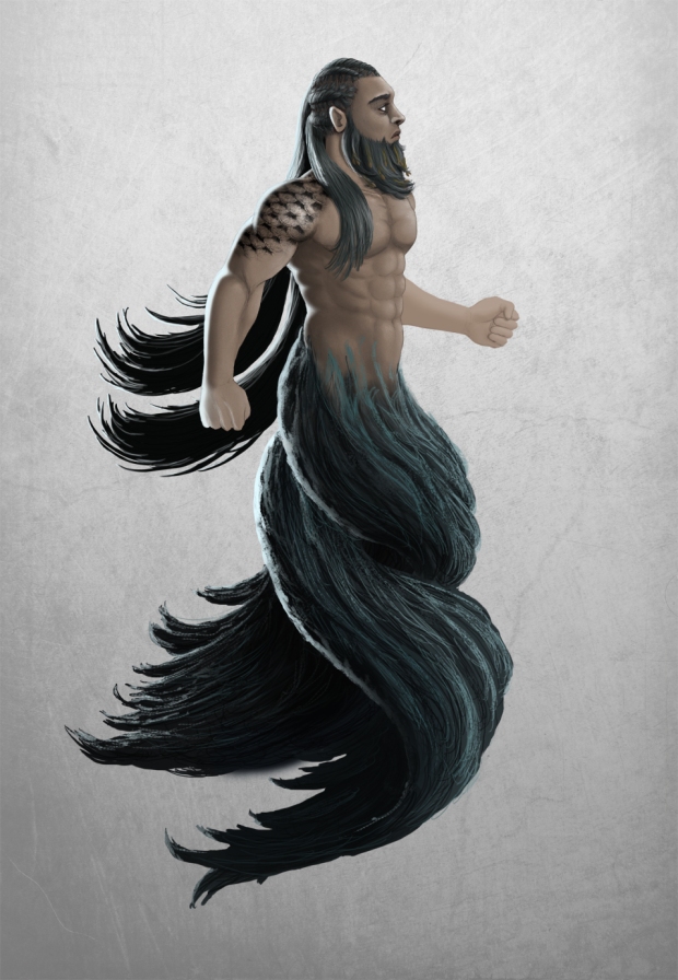 Ulmo: Lord of Waters, King of the Sea, and Dweller of the Deep.  More at http://karllevyart.wordpress.com/.