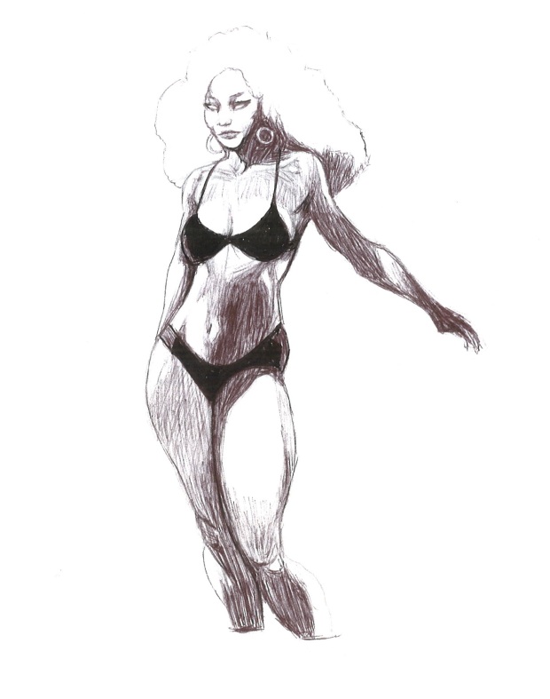 uick sketch of Frank Frazetta's "Cat Lady" (this time wearing a bikini)